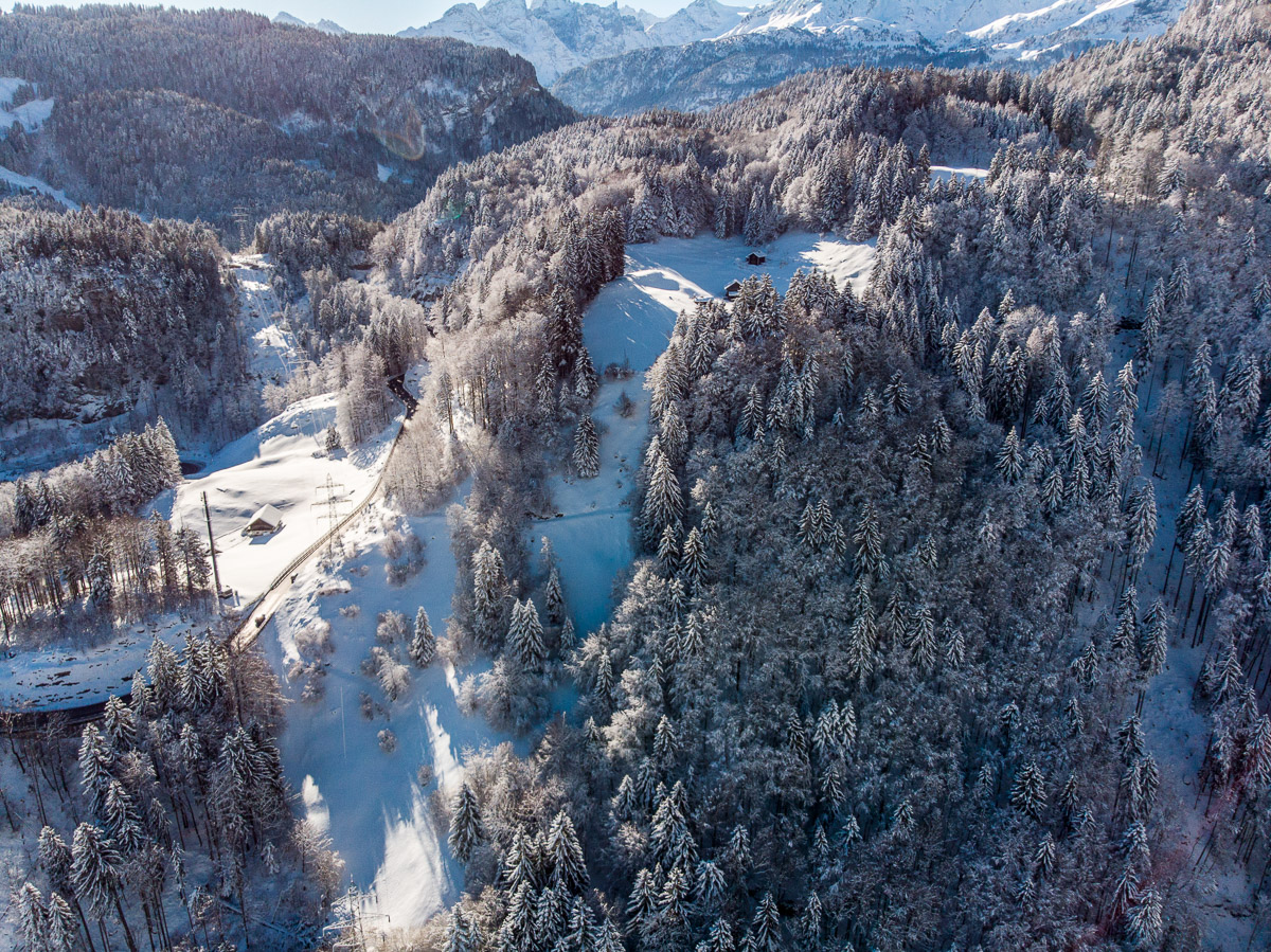 Drohnenaufnahmen Obwalden Drohnenaufnahmen Winter Obwalden Drohnenfotograf Zentralschweiz