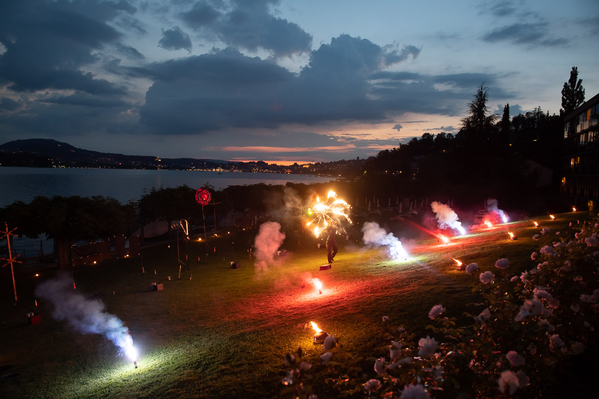 Eventreportage Seehotel Hermitage Luzern mit Feuershow