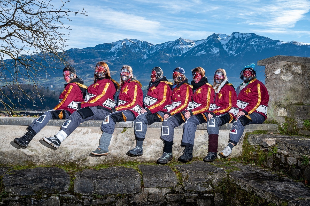 Gruppenfotos der Guggenmusig Rätschbäsä Sarnen Fotograf Obwalden