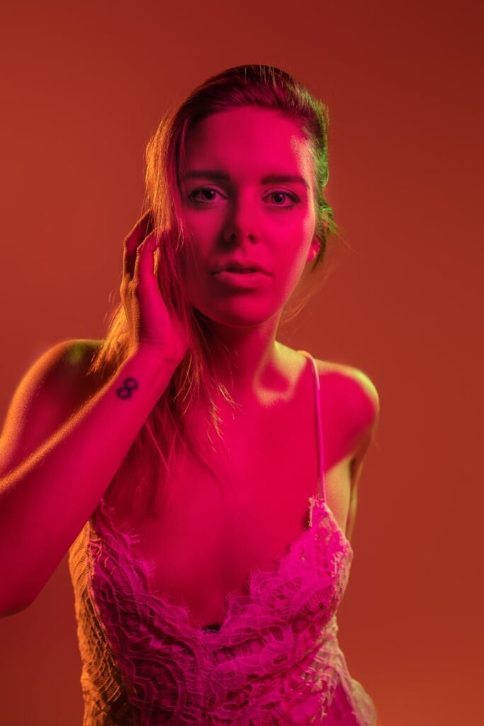 Fotoshooting im Fotostudio mit Farbfolien