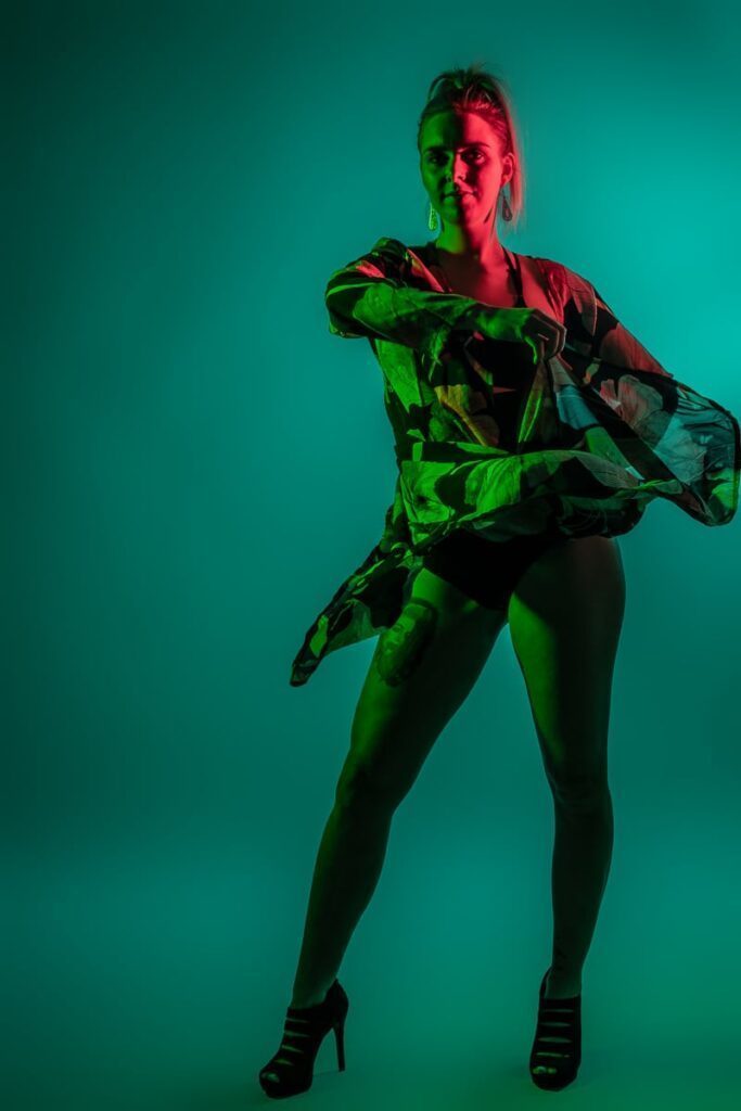 Fotoshooting im Fotostudio mit Farbfolien