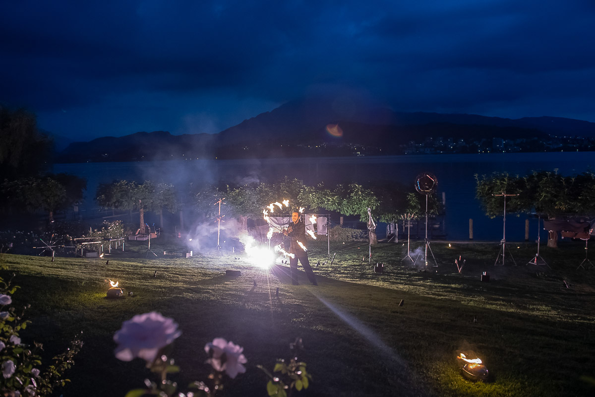 Eventreportage Seehotel Hermitage Luzern mit Feuershow